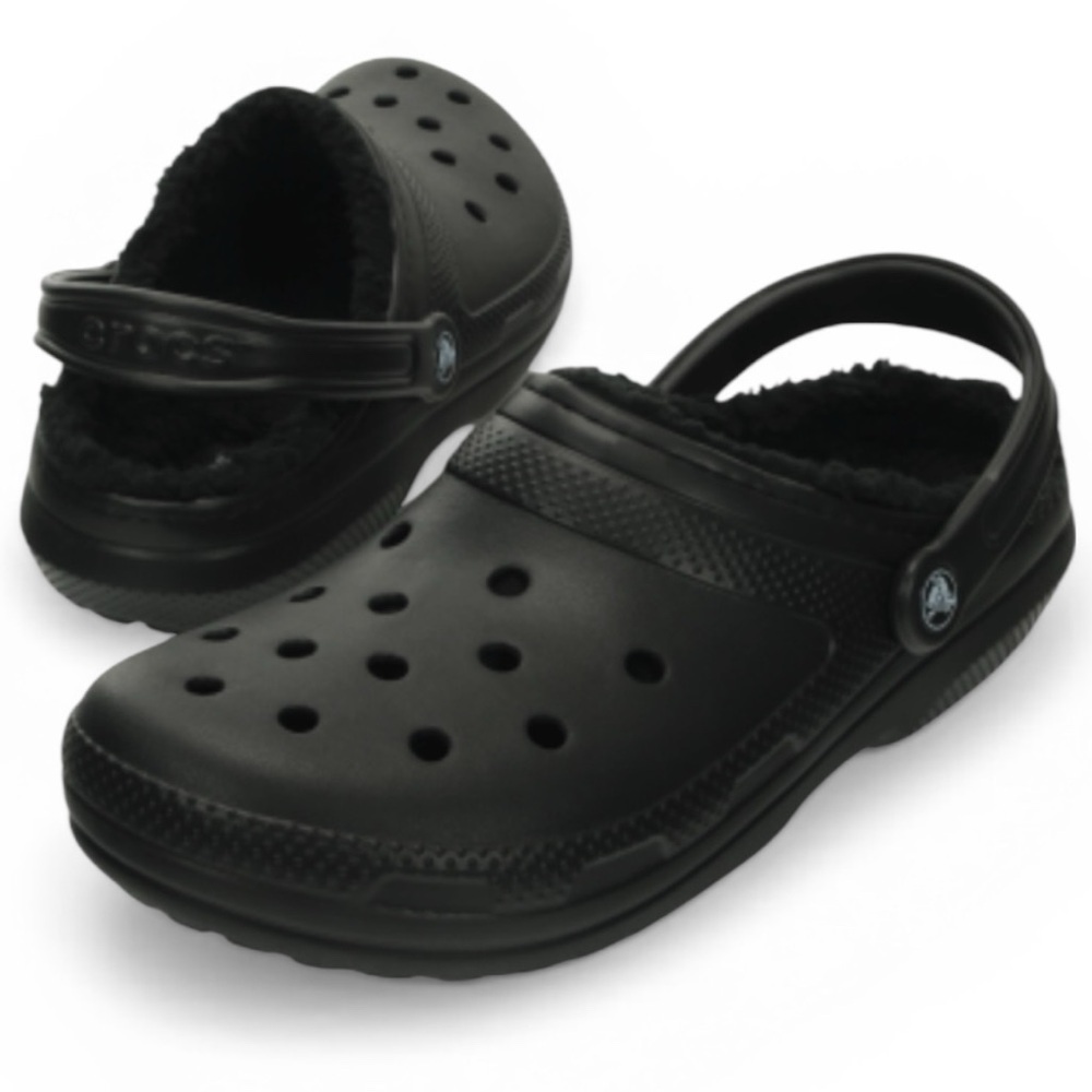 Crocs Black Classic Faux Fur Lined Clogs